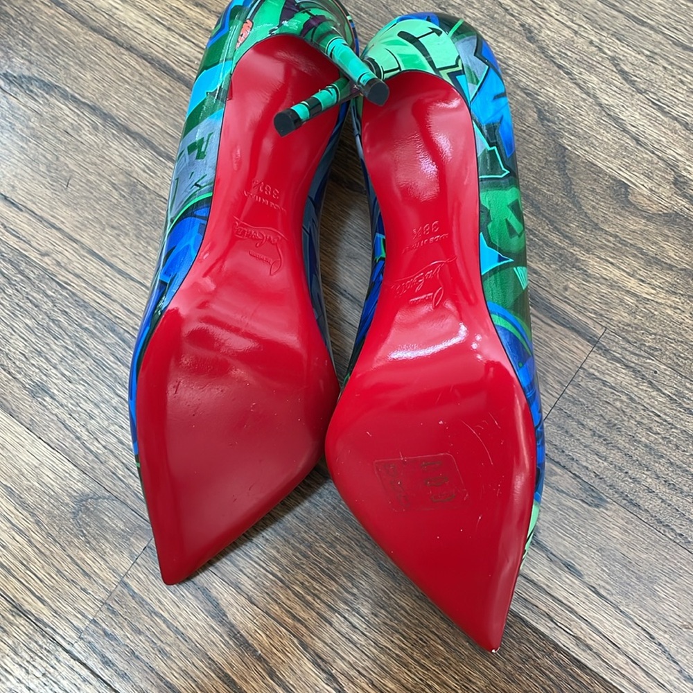 Christian Louboutin Pigalle Follies 100mm Patent Metrograf Pumps in Taiga Green - Picture 7 of 14
